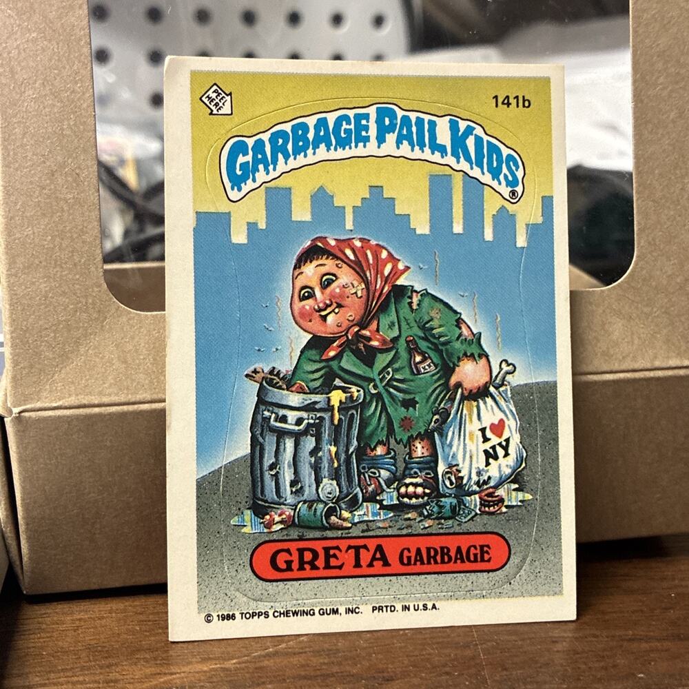 1986 Garbage Pail Kids series 4 Greta Garbage 141b GPK USA